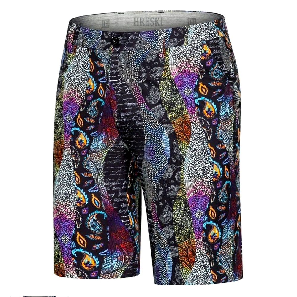 HRESKI GOLF SHORTS “ mixed designs over scrapbook” #177